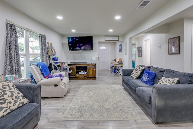 living room featuring light wood-type flooring