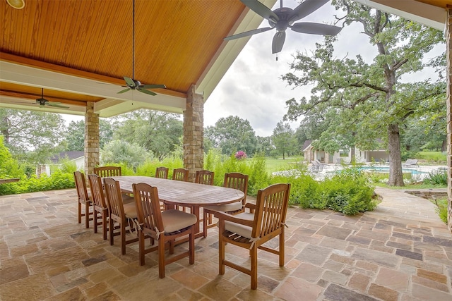 view of patio with ceiling fan