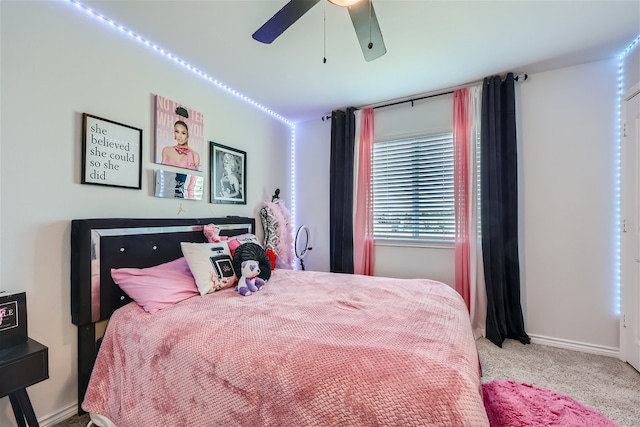 bedroom with carpet and ceiling fan