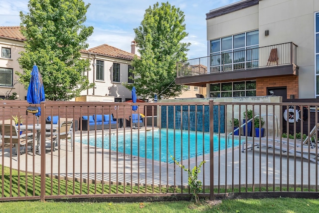 community pool with fence