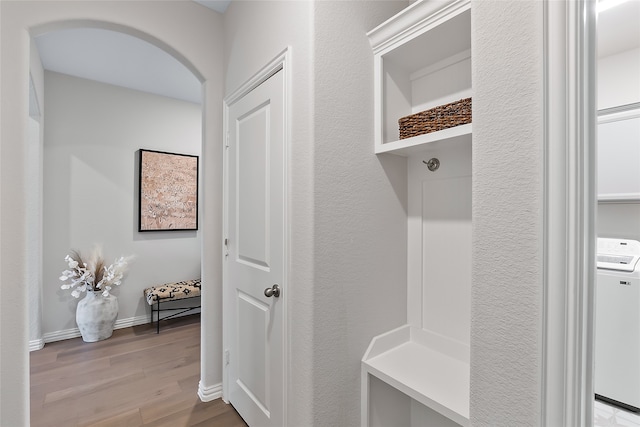 mudroom featuring light wood-type flooring