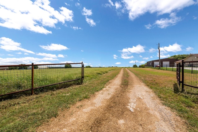 view of street with a rural view