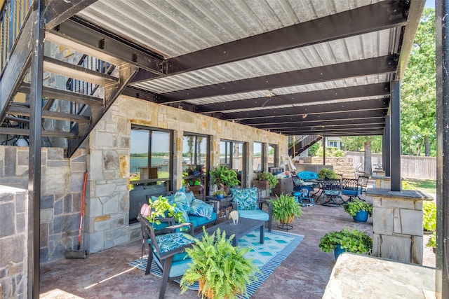 view of patio featuring an outdoor hangout area