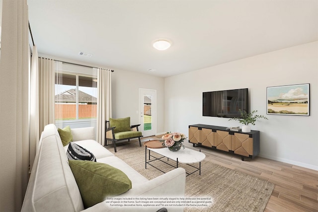 living room featuring light hardwood / wood-style floors