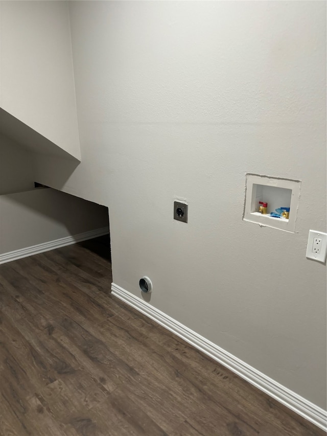 laundry room with dark hardwood / wood-style floors, washer hookup, and hookup for an electric dryer