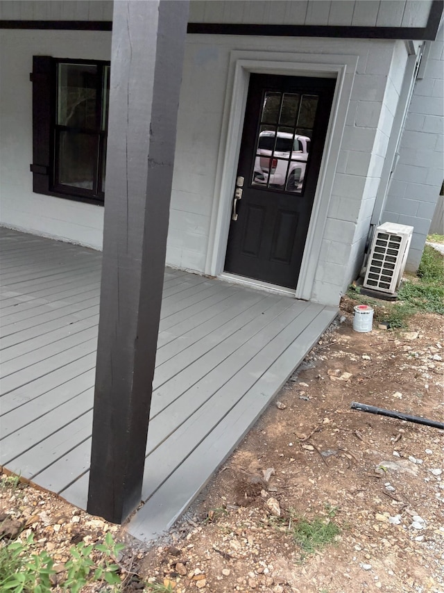 doorway to property with a deck