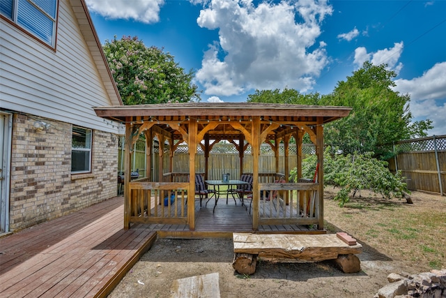 deck featuring a gazebo