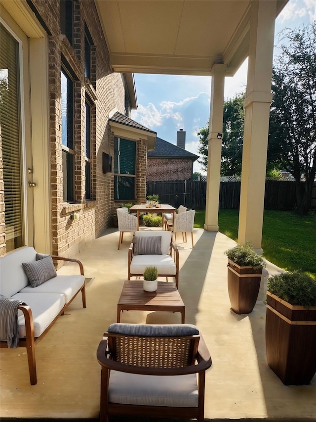 view of patio with an outdoor hangout area