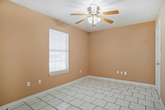 unfurnished room with ceiling fan