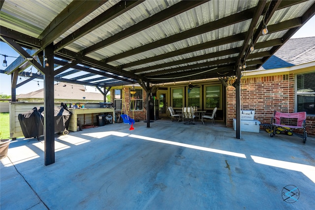 exterior space featuring a hot tub