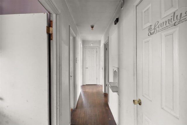 hallway featuring dark hardwood / wood-style flooring