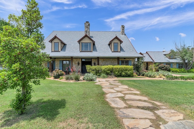 cape cod-style house featuring a front lawn