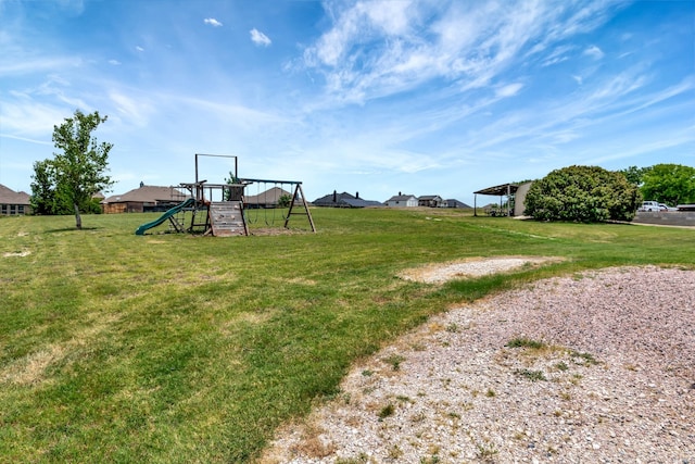 view of yard with a playground