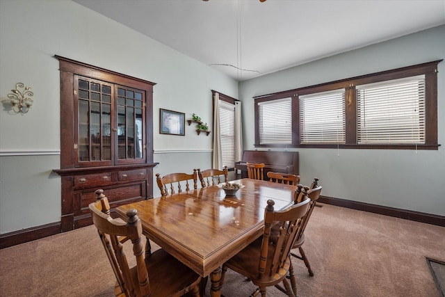 dining area featuring carpet flooring