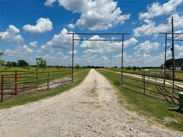 view of road with a rural view