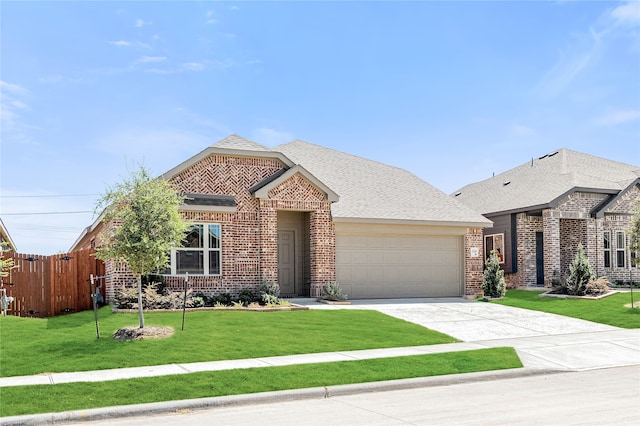 view of front of house with a garage and a front yard