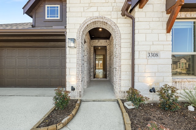 entrance to property with a garage