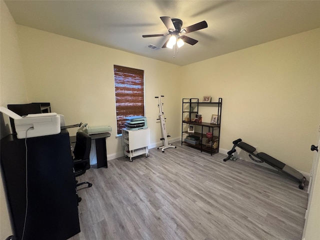 2813 Catfish Ct, Granbury, TX 76048 - office area featuring wood finished floors and ceiling fan