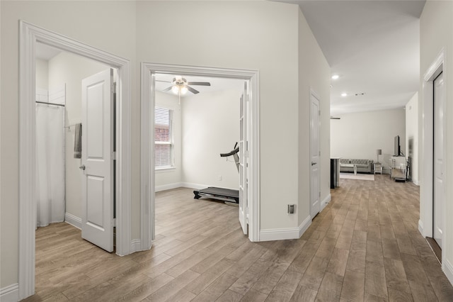 hall featuring light wood-type flooring