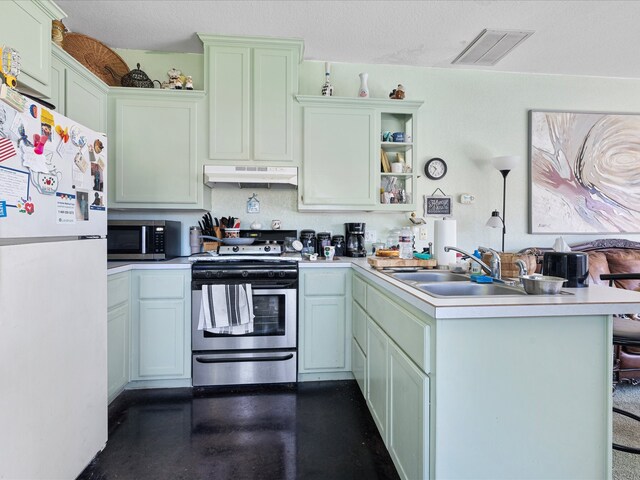 kitchen featuring kitchen peninsula, sink, and stainless steel appliances