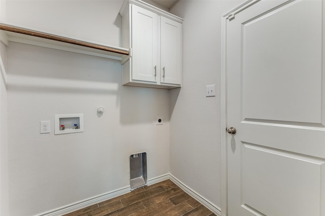 laundry room featuring cabinets, washer hookup, hookup for an electric dryer, and hookup for a gas dryer