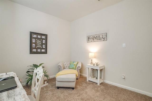 living area with light carpet