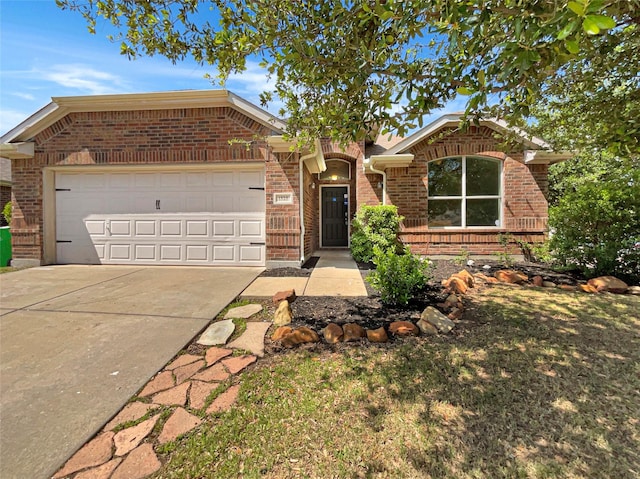 single story home with a garage