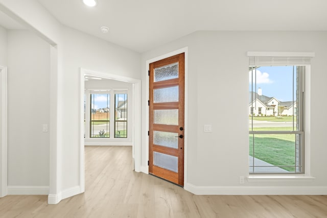 entryway featuring light wood-type flooring and plenty of natural light