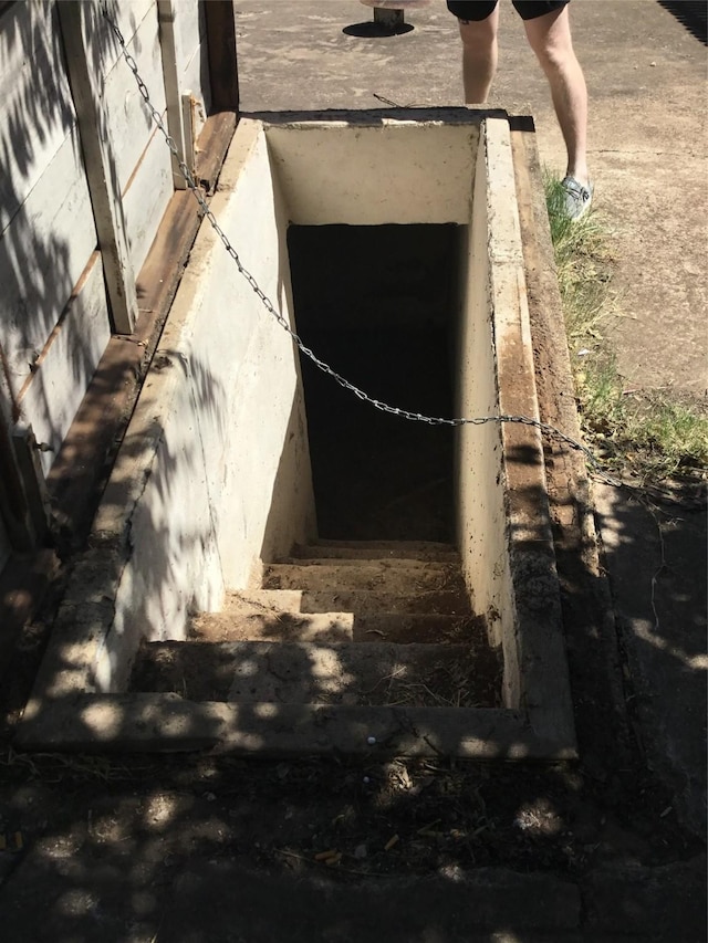 view of entry to storm shelter