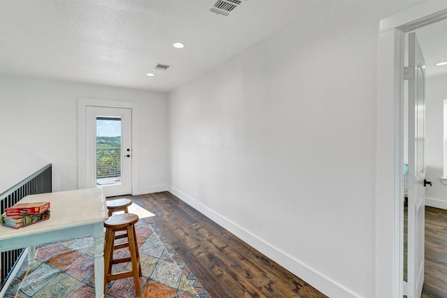 office space featuring dark hardwood / wood-style flooring