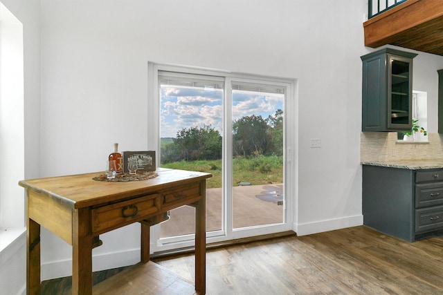 entryway with dark hardwood / wood-style flooring