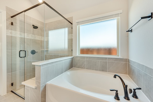 bathroom with plus walk in shower