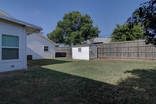 view of yard with a storage unit