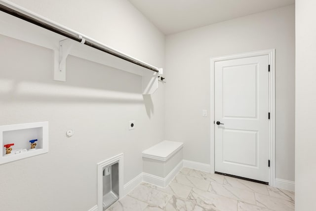 washroom with hookup for a washing machine, electric dryer hookup, and hookup for a gas dryer