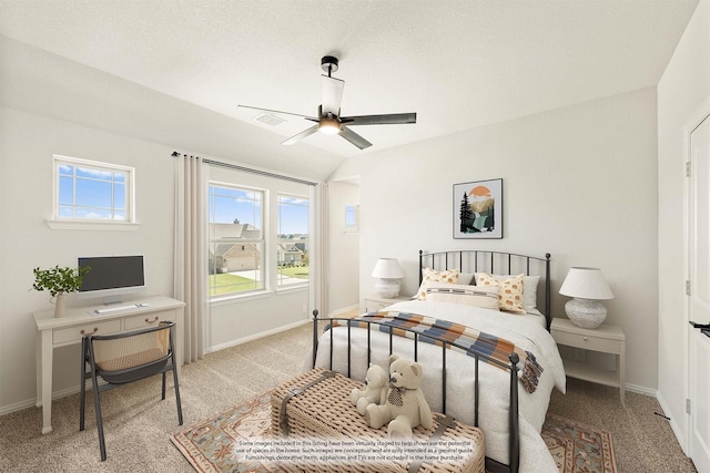 bedroom featuring baseboards, light carpet, and visible vents