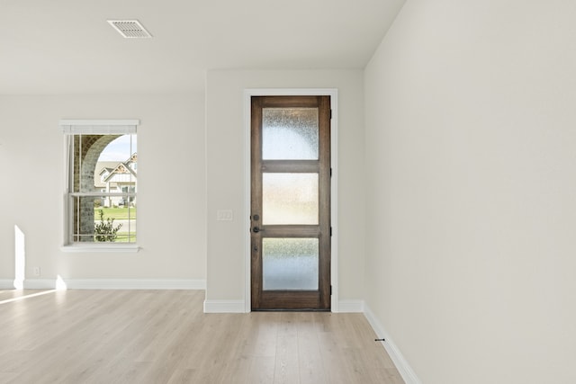 entrance foyer featuring light hardwood / wood-style floors and plenty of natural light