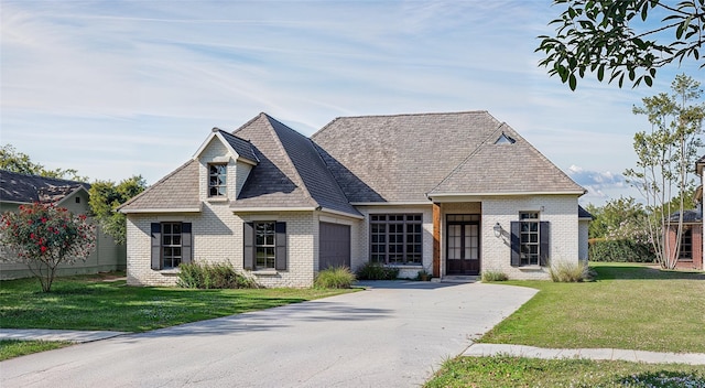 view of front of home with a garage and a front yard