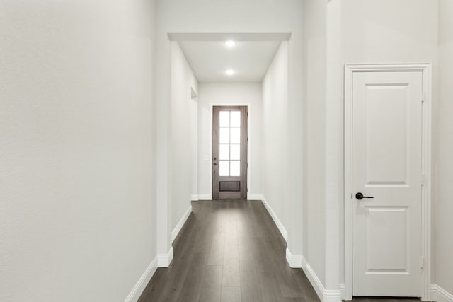 hall featuring dark hardwood / wood-style floors