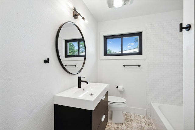 2905 Bilglade Rd, Fort Worth, TX 76133 - bathroom with toilet, tile patterned flooring, vanity, and baseboards