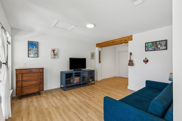 2905 Bilglade Rd, Fort Worth, TX 76133 - living area featuring attic access, light wood finished floors, and baseboards