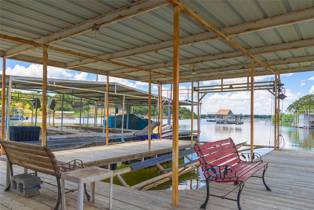 view of dock featuring a water view