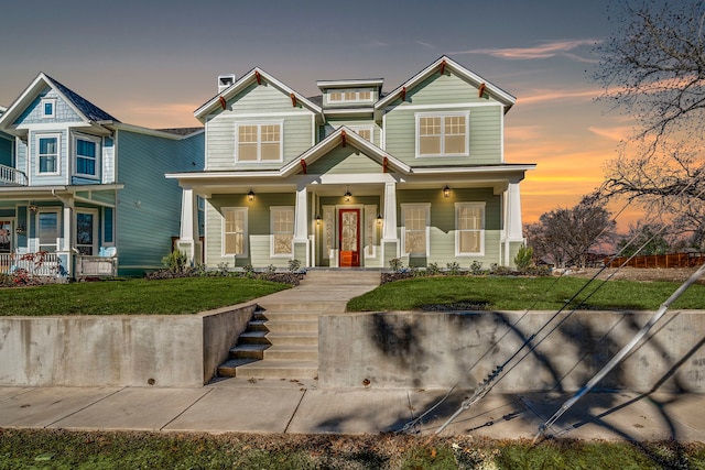 craftsman-style house with covered porch