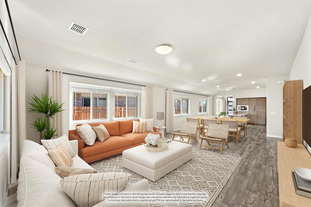 living room featuring hardwood / wood-style floors and plenty of natural light