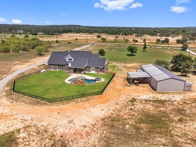 aerial view with a rural view