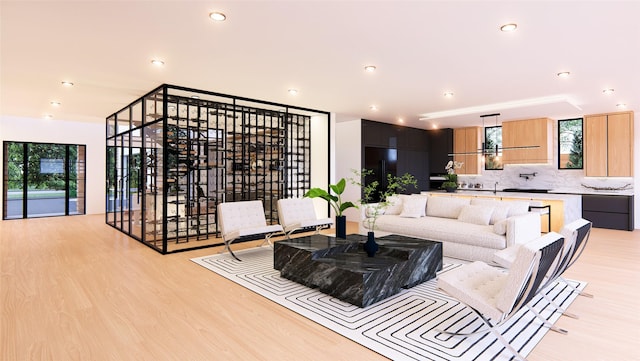 living room featuring light hardwood / wood-style floors