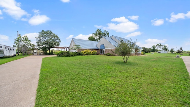 view of front of home with a front yard