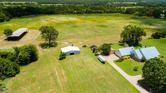 drone / aerial view with a rural view