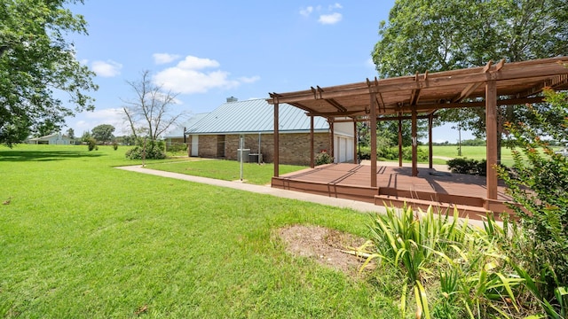 view of yard with a deck