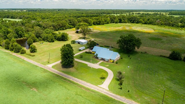 birds eye view of property featuring a rural view