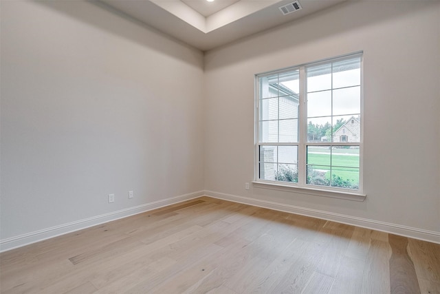 empty room with a wealth of natural light and light hardwood / wood-style floors